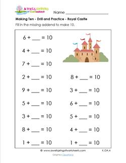 Making Ten - Royal Castle - Kindergarten Addition | A Wellspring