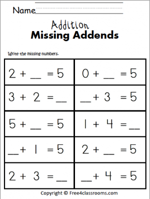 Free 1 Digit Addition Math Worksheet - Missing Addends - Free ...