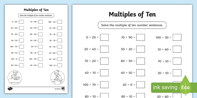 ? Adding Multiples Of Ten Activity Sheet (teacher made)