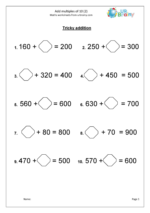 Add multiples of 10 (2) - Addition Maths Worksheets for Year 3 ...