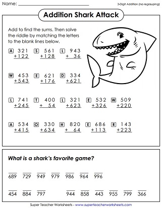 addition worksheet no