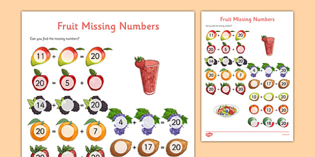 Missing Number Addition to 20 Worksheet / Worksheet - Twinkl
