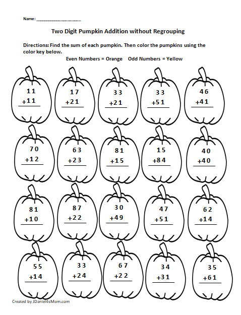 addition worksheet of two
