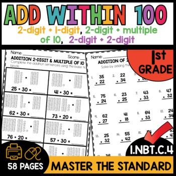 2 digit plus 2 digit addition Worksheets 1.NBT.C.4 - We Are Better ...