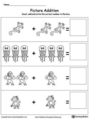 Preschool Addition Printable Worksheets | MyTeachingStation.com