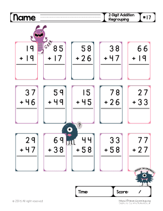 Two Digit Addition (Regrouping) #17  