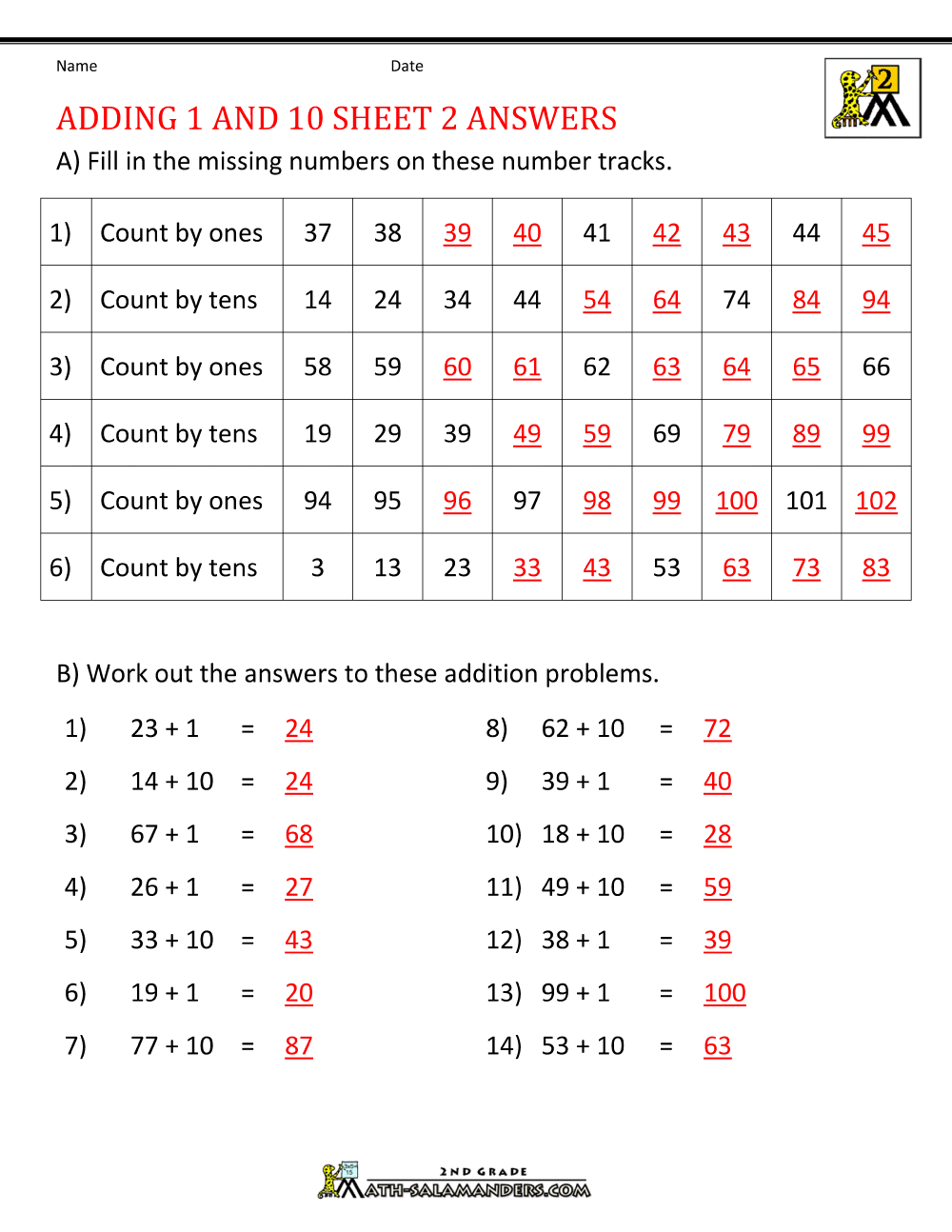 addition worksheet printable 2nd