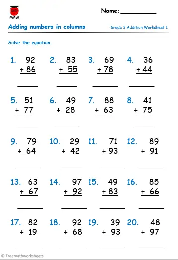 addition worksheet printables for