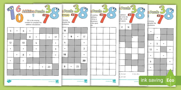 addition worksheet puzzles