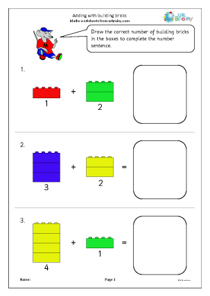 Addition Maths Worksheets for Later Reception (age 4-5) - URBrainy.com