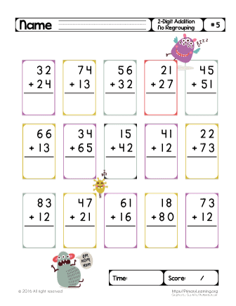 addition worksheet regrouping 2 digit