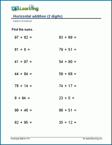 addition worksheet regrouping 2