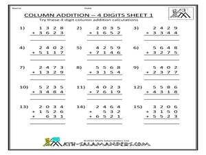 addition worksheet regrouping 4