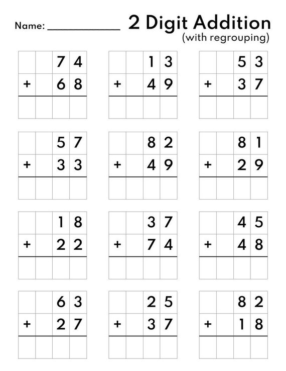 10 Printable Two Digit Addition Worksheets, Double Digit Addition ...