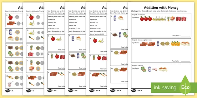 Addition with Money Worksheets KS2 - Primary Resources