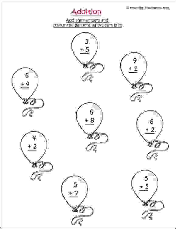 Single Digit Addition Worksheet 10