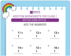 Single Digit Addition Worksheets for Grade 1 Kids- Free Printables