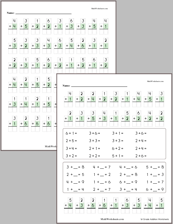 Addition Worksheets for 1st Graders - Free with No Login ...