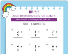 Single Digit Addition Worksheets for Grade 1 Kids- Free Printables