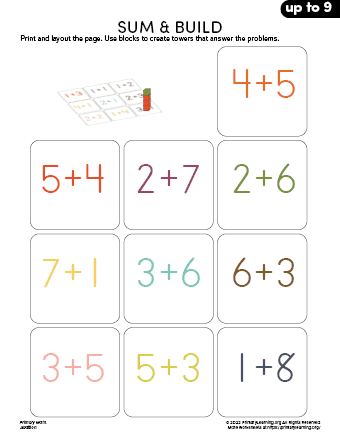 Sum up to 9 &  Build a Tower  
