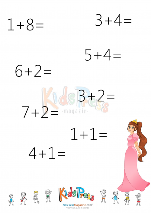Addition Facts Worksheet: Add to 10 - #4 - KidsPressMagazine.com
