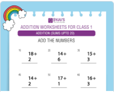 Single Digit Addition Worksheets for Grade 1 Kids- Free Printables