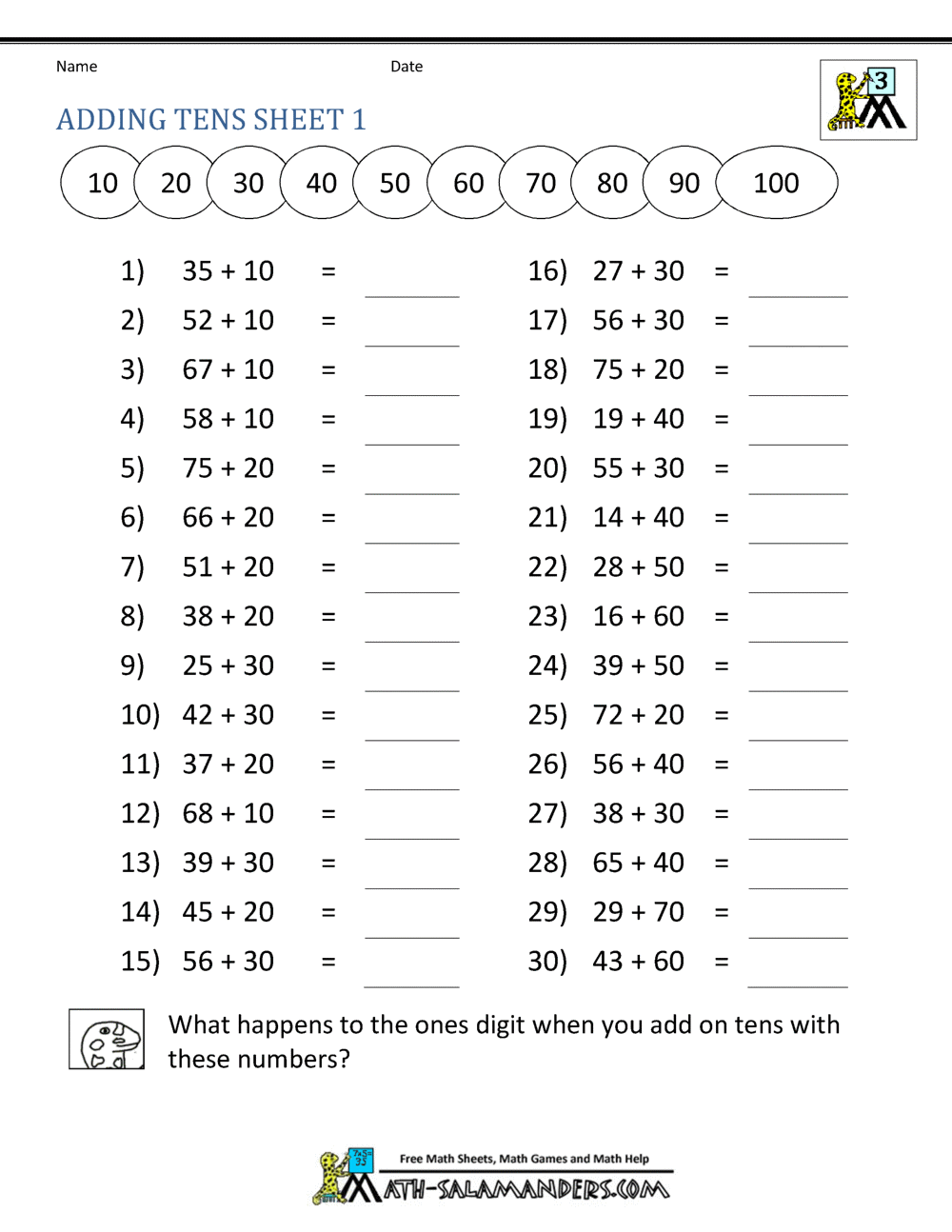 Third Grade Addition Worksheets