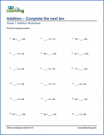addition worksheet tens and