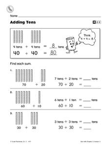 Adding Tens Worksheet for 2nd Grade | Lesson Planet
