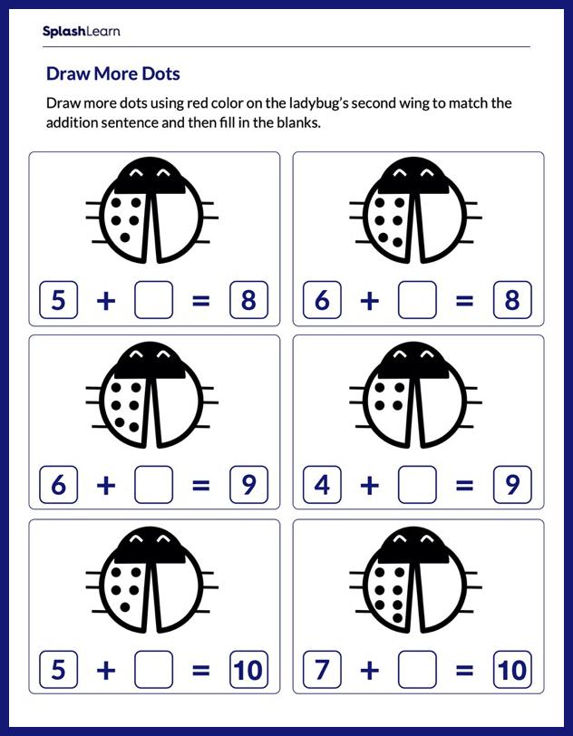 Addition within 10 - Math Worksheets - SplashLearn