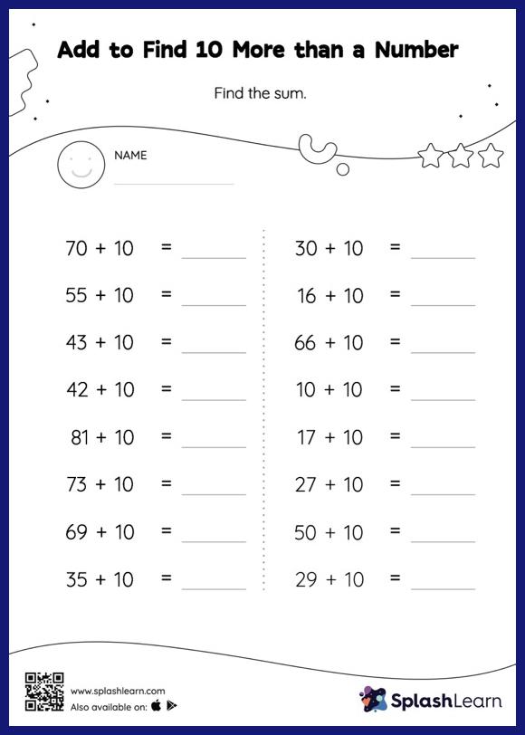 Add with 10 Worksheets for Kids Online - SplashLearn