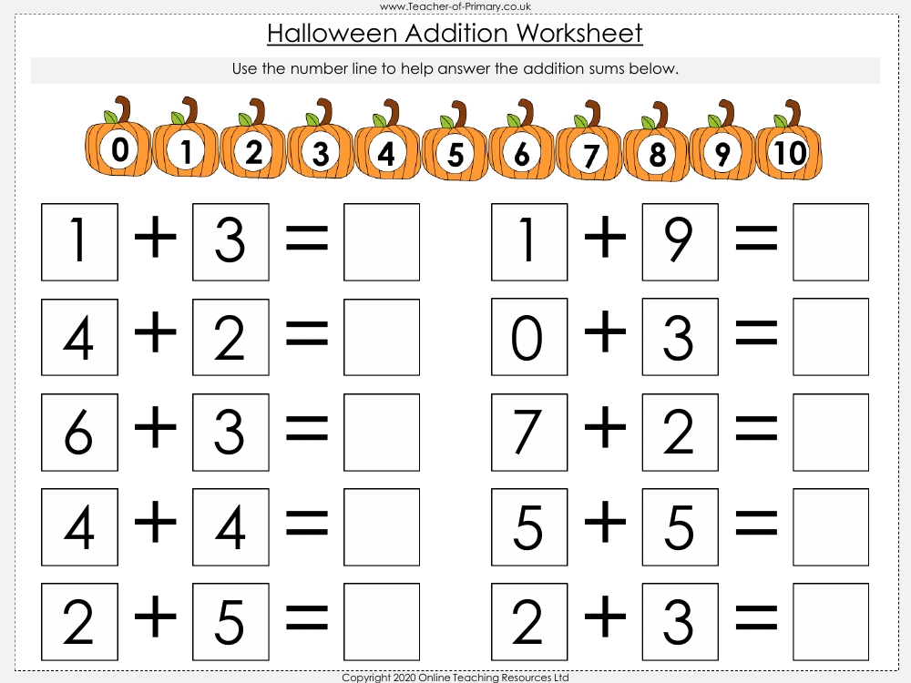 addition worksheet to 10