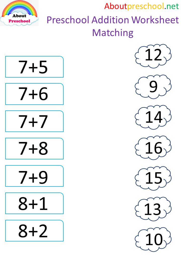 addition worksheet to 18