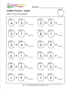 addition worksheet to sum of 10