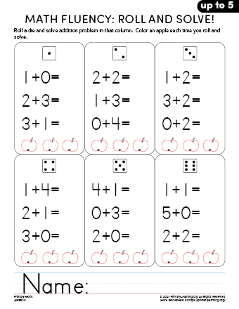 addition worksheet to the sum