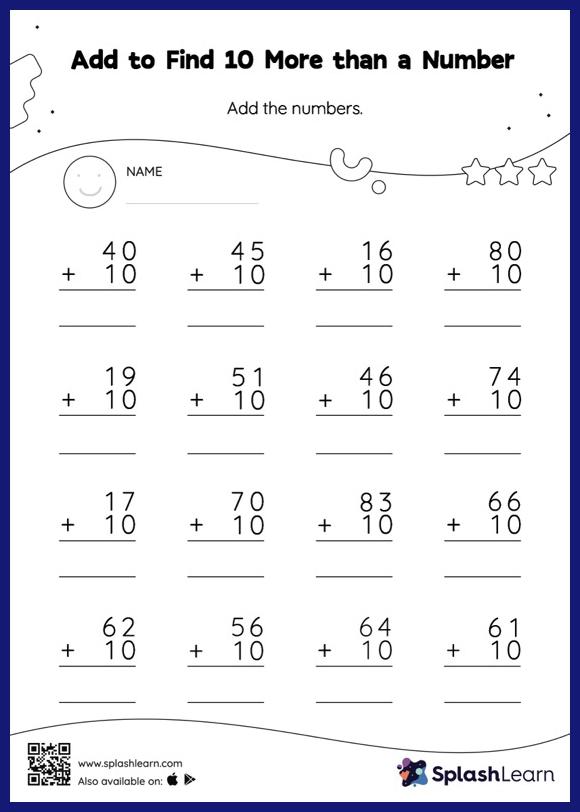 addition worksheet to the