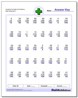 Addition Worksheets: Doubling Addition