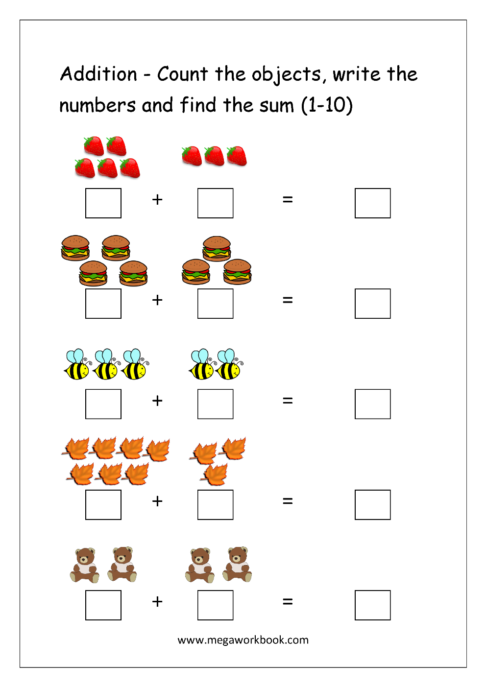 Addition Worksheets For Kindergarten - Math Addition Worksheets ...
