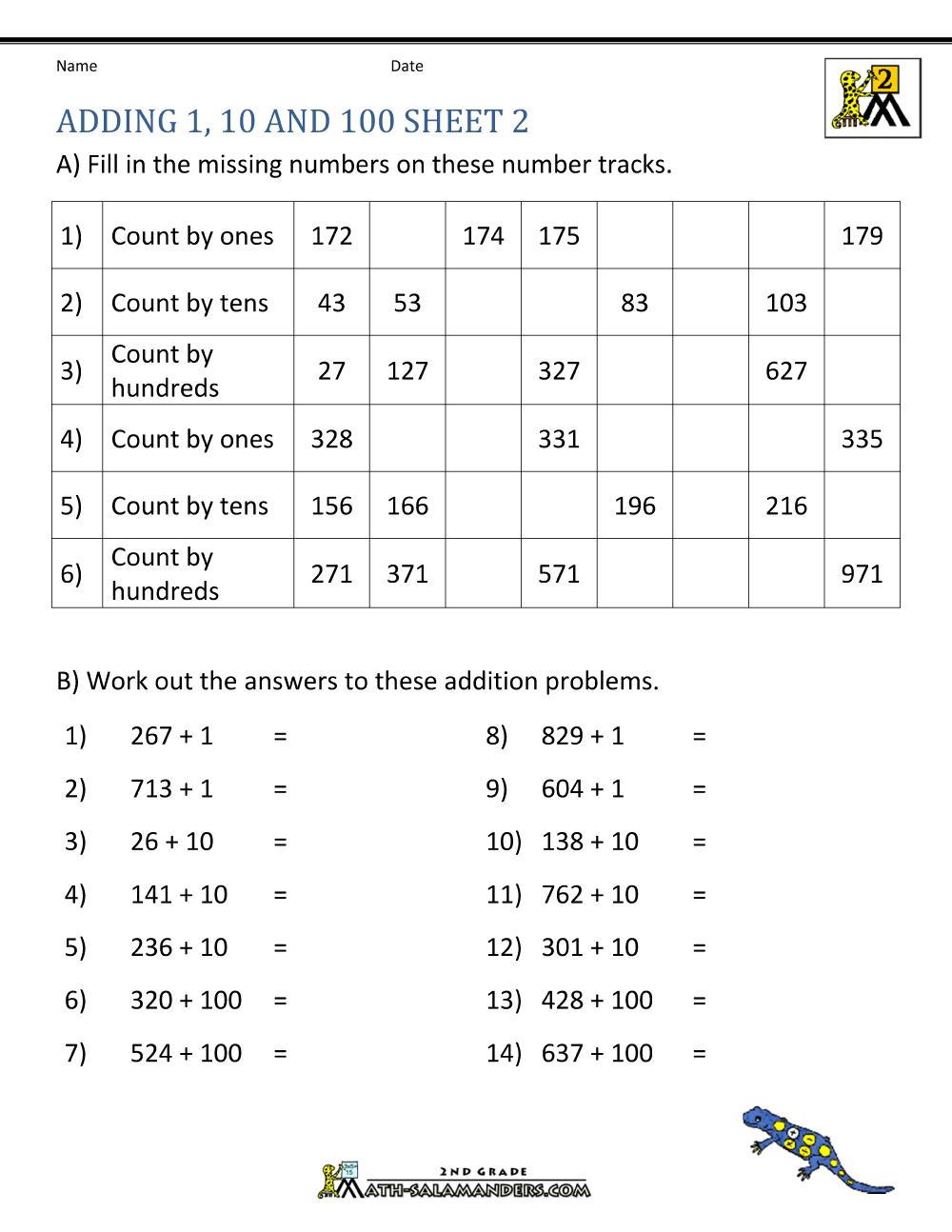 addition worksheet up to 100