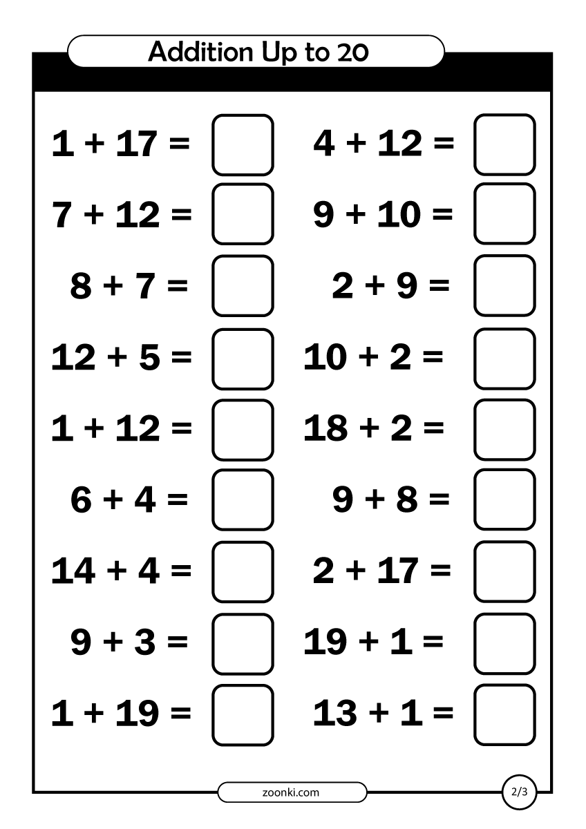 Math exercise - Addition up to 20 - zoonki.com