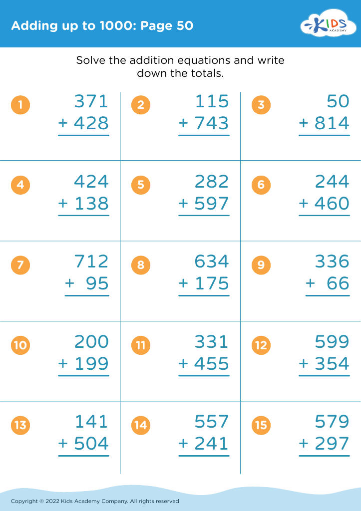 addition worksheet up to 50