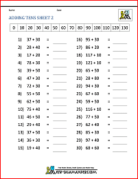 addition worksheet up to 50