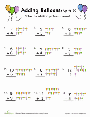 addition worksheet up to
