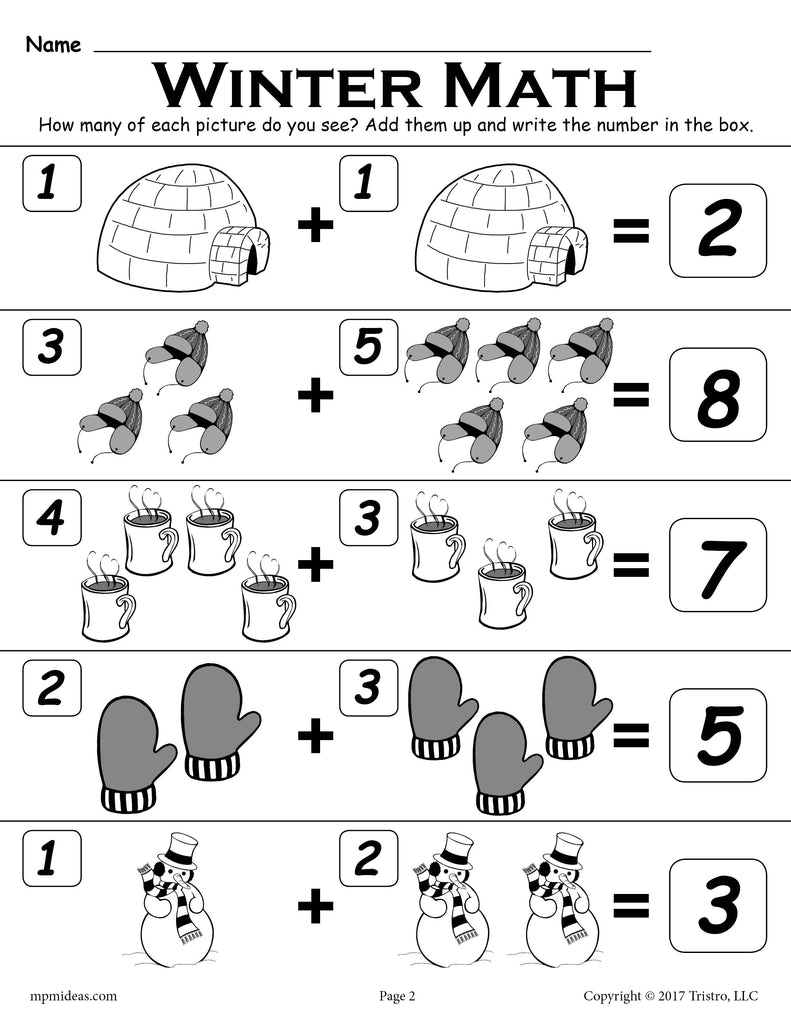 addition worksheet using pictures