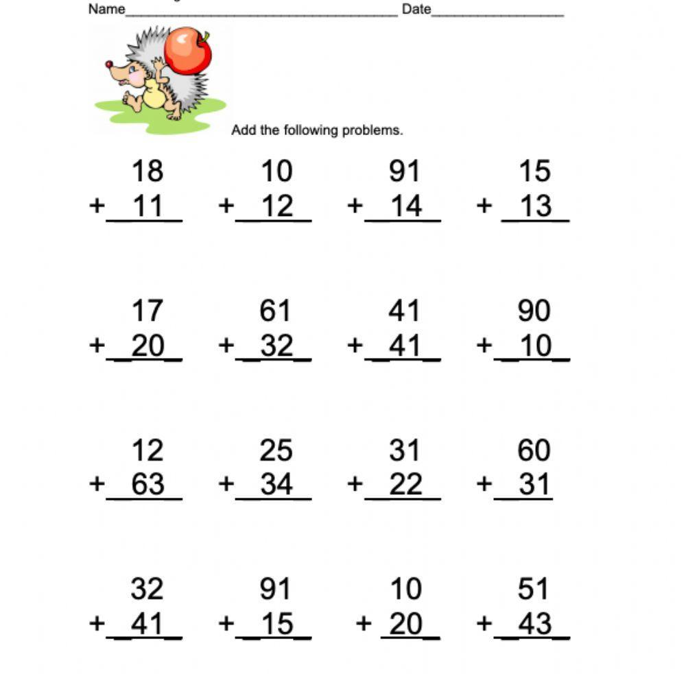 Addition without regrouping exercise  