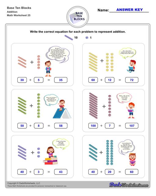 addition worksheet with base