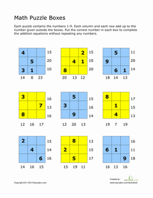 Addition Math Puzzles | Interactive Worksheet 