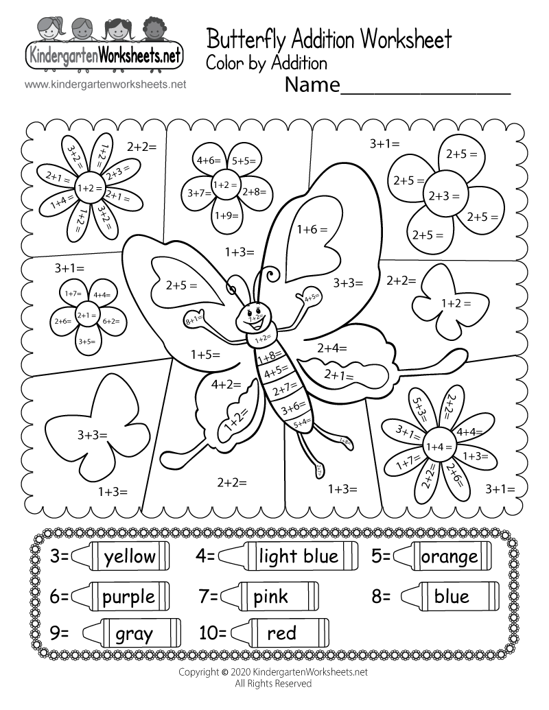 Butterfly Color by Addition Worksheet - Free Printable, Digital, &  PDF