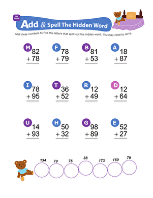 Add &  Spell the Hidden Word 10 | Worksheet 