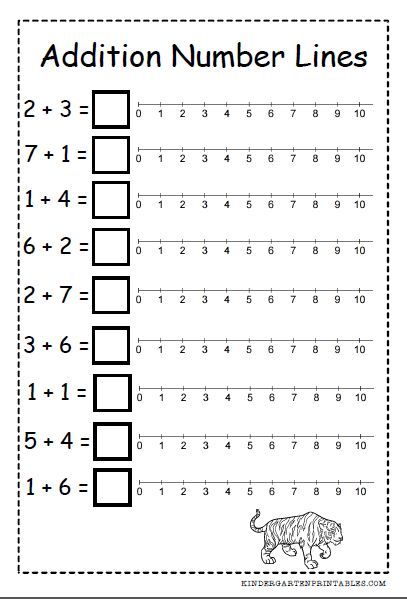 Number Line addition worksheets free printables